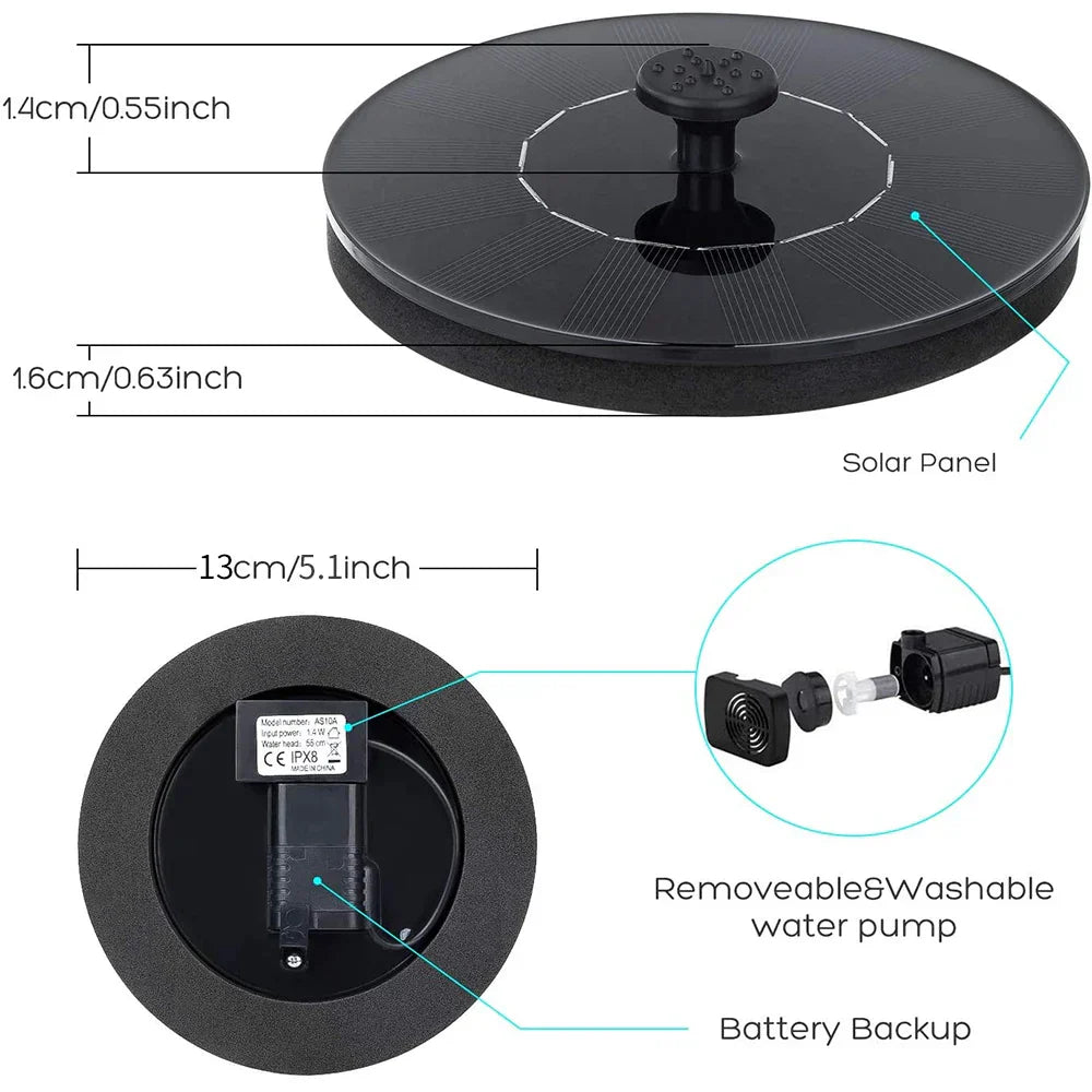 SolarFlow™ | Solar Springbrunnen – Schwimmend, ohne Strom & wasserdicht | 1+1 GRATIS