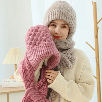 CozyKnit™ | Luxuriöses Strickmützen- & Schal-Set für stilvolle Wärme im Winter