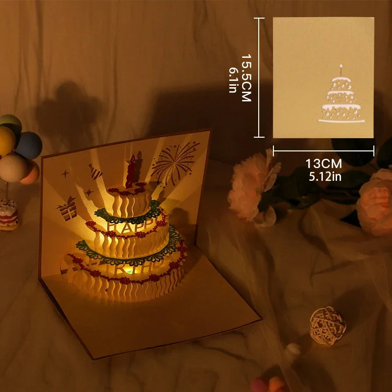 3D Pop-up Grußkarte mit Licht und Musik – Stil2 - Gold