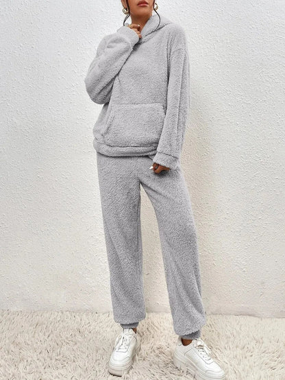 Ultra-bequemer Teddy Hausanzug mit Kapuze – Lana