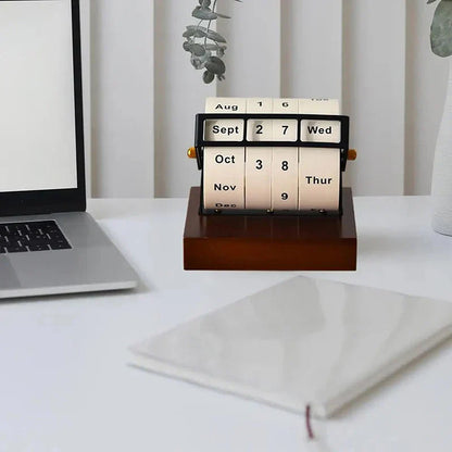 RetroTurn™ – Mid-Century Drehbarer Perpetual-Schreibtischkalender