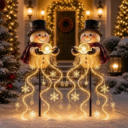 Schneemann-Leuchte mit Sternen und Schneeflöckchen