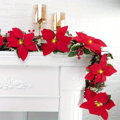 Weihnachtsstern-Lichterkette mit warmweißen LEDs – Deko für Kamin, Fenster & Geländer, 2 Stück