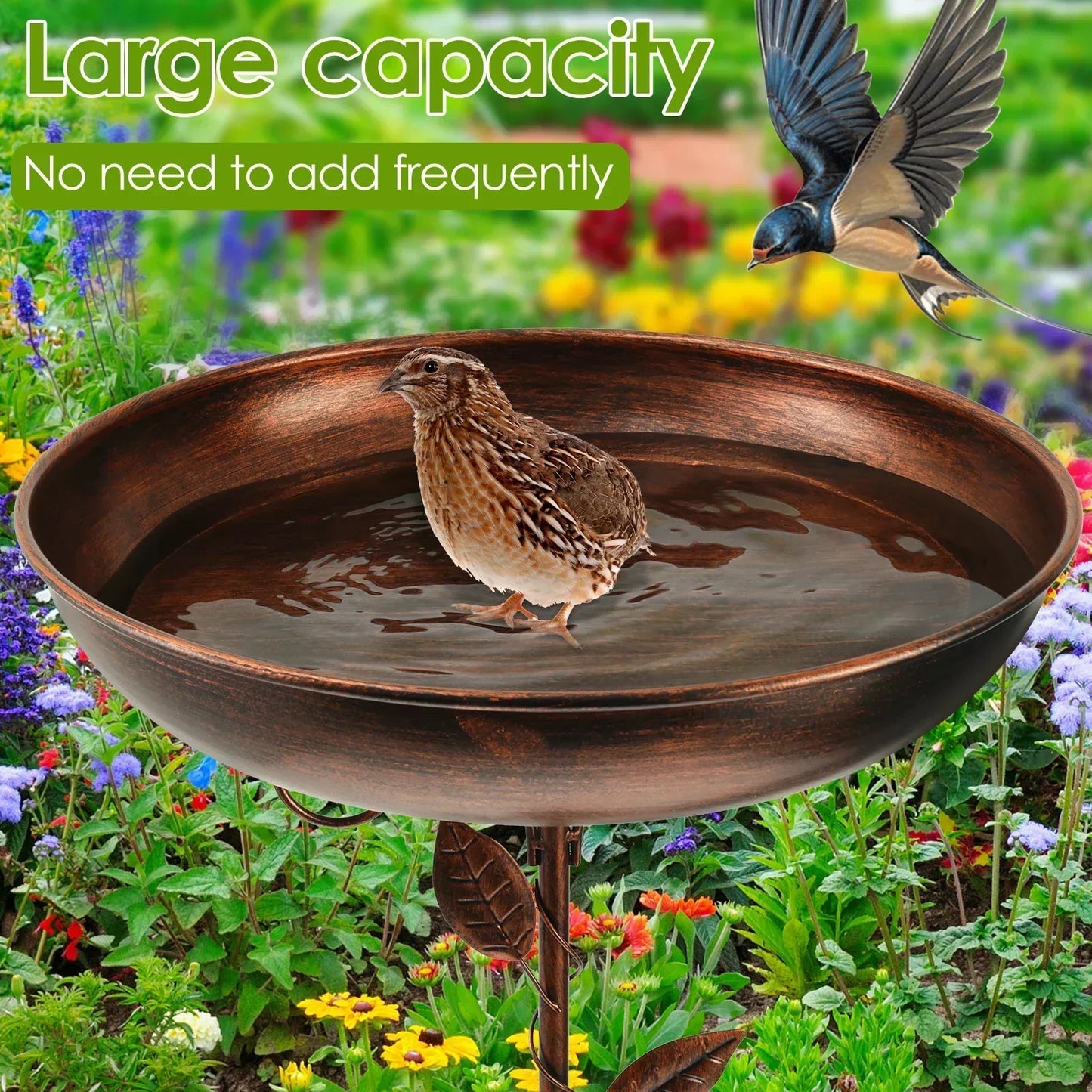 BirdHaven™ | Vogelbad | Mit Ständer | Robuste Metallschale