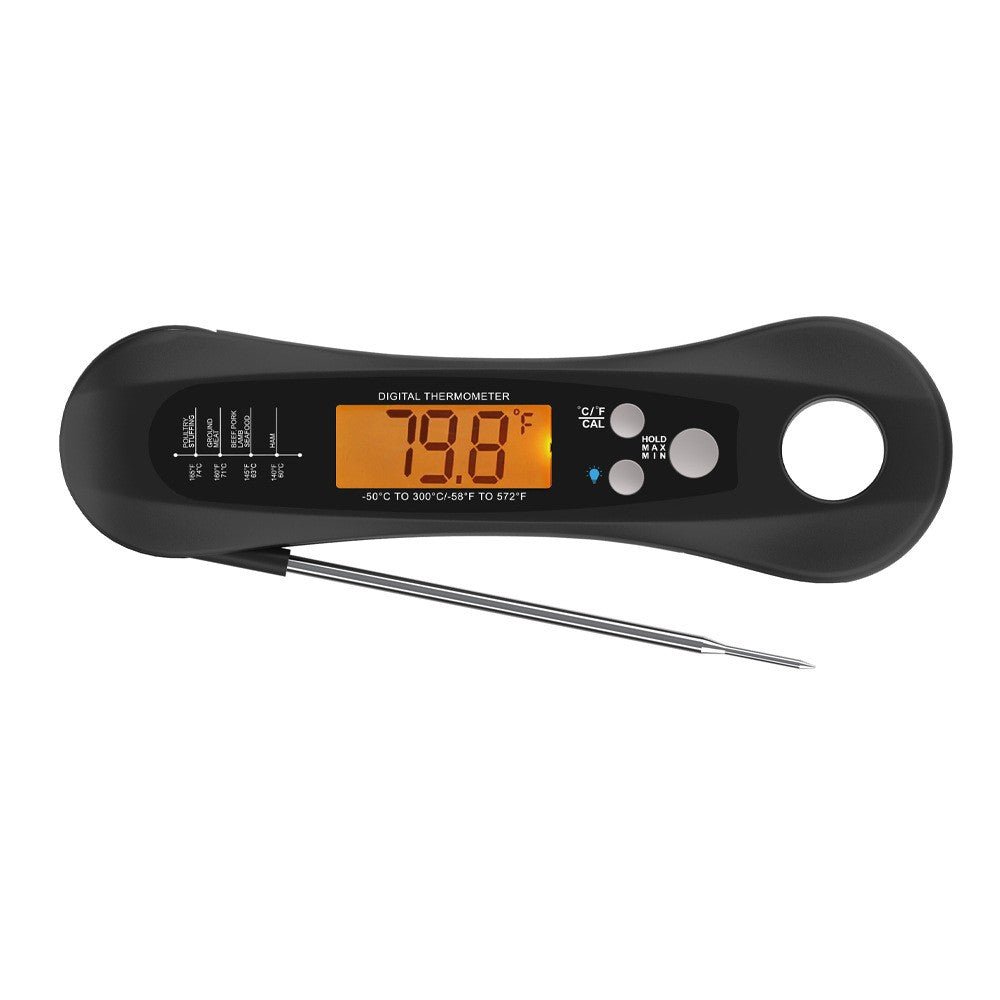 Fleischthermometer schwarz freigestellt
