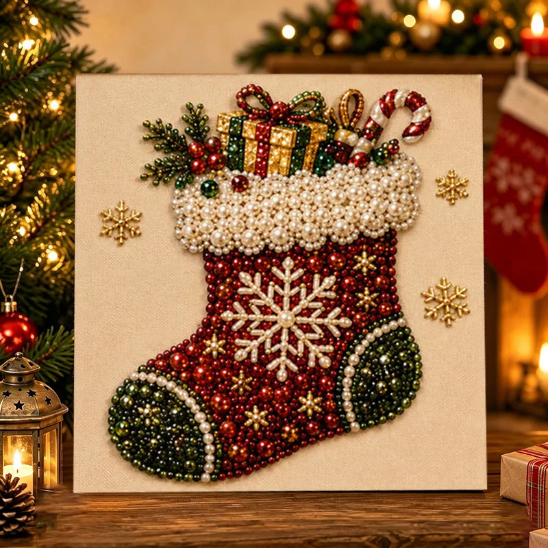DIY Perlenbild Weihnachten mit Holzrahmen