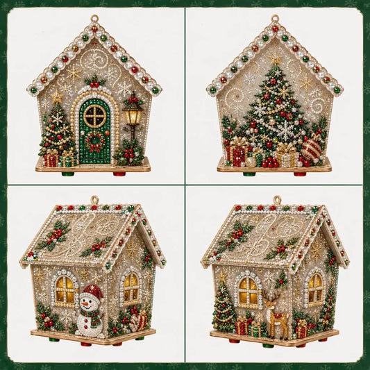Diamond Painting Holz-Weihnachtshaus – Weihnachtsdorf
