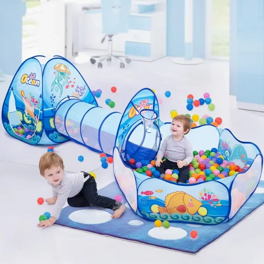 50% RABATT | KidZone™ -  3-in-1 Spielzelt mit Tunnel & Bällebad für aktive Kinder