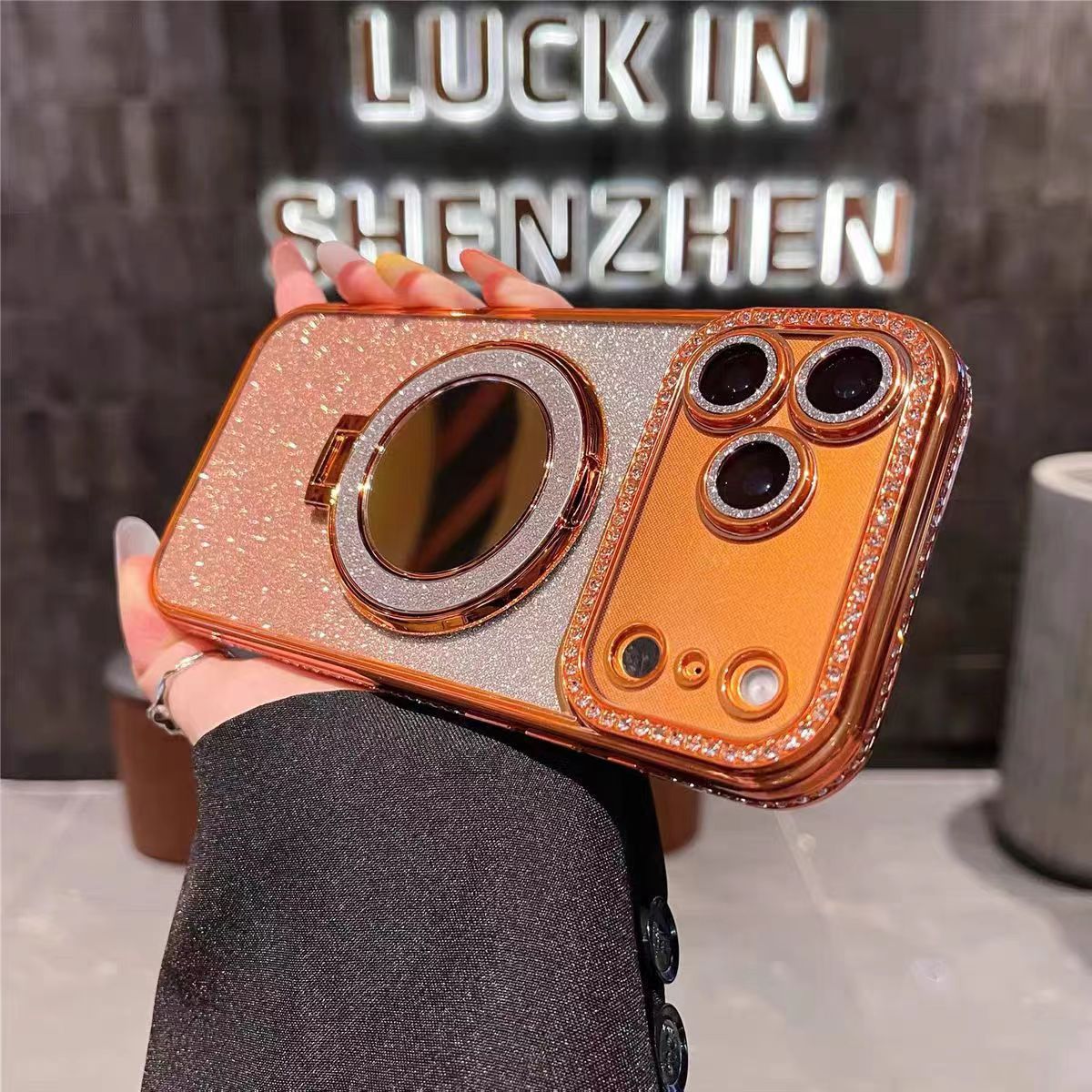 Luxus Glitzer Spiegel Handyhülle mit Ringhalter – Stil, Schutz & Glamour in einem!