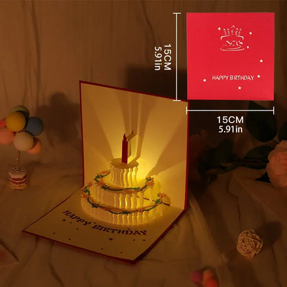 3D Pop-up Grußkarte mit Licht und Musik – Stil1 - Rot