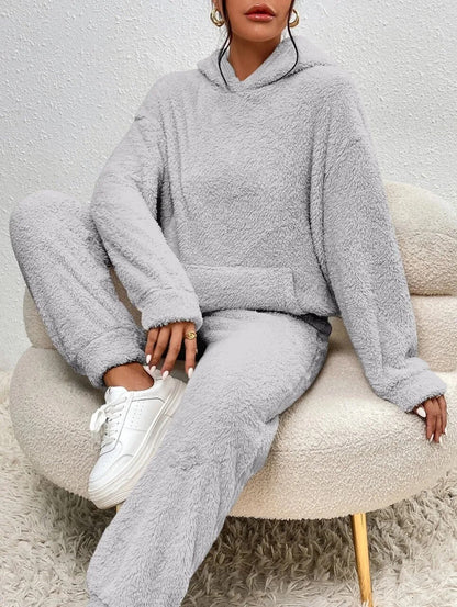 Ultra-bequemer Teddy Hausanzug mit Kapuze – Lana