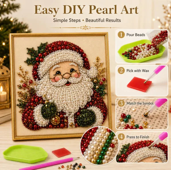 DIY Perlenbild Weihnachten mit Holzrahmen
