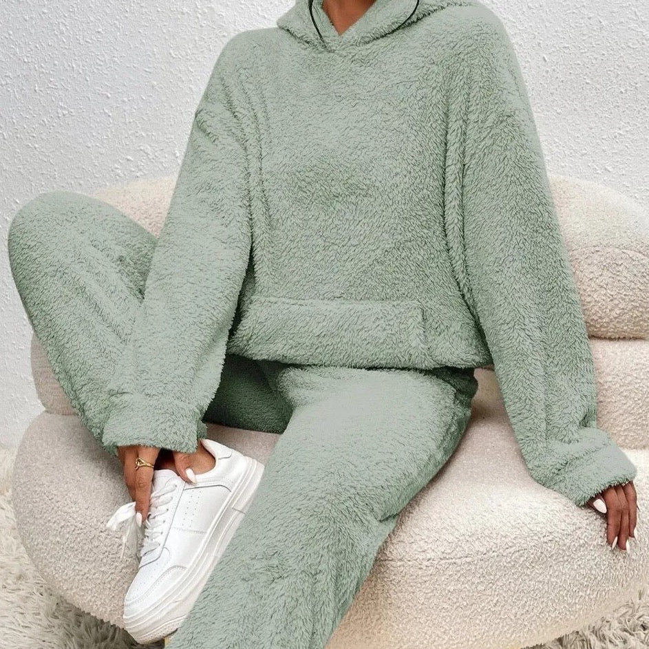 Ultra-bequemer Teddy Hausanzug mit Kapuze – Lana