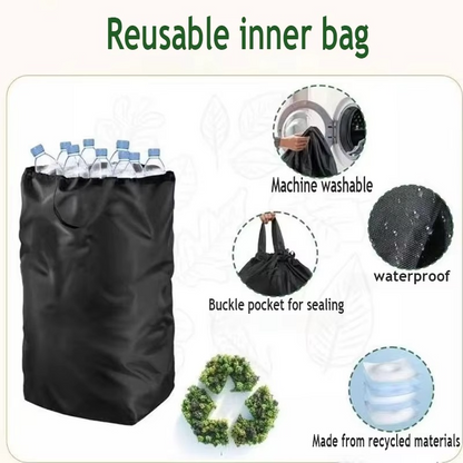 EcoBasket™  | Recyclingkorb 100L – Faltbarer Flaschensammler mit Rahmen & waschbarem Sack