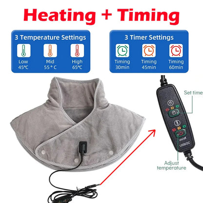 50% RABATT | ThermoRelax™ USB-Nacken- & Schulterschal – 3 Heizstufen + Timer
