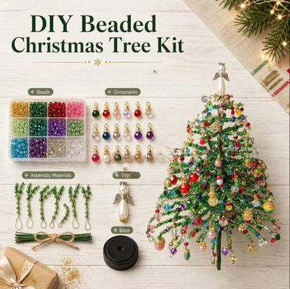 DIY Perlenbaum mit LED Lichterkette und Kristallperlen