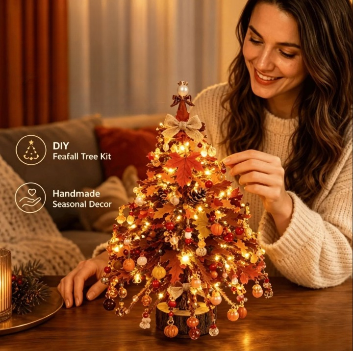 DIY Perlenbaum mit LED Lichterkette und Kristallperlen
