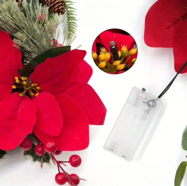 Weihnachtsstern-Lichterkette mit warmweißen LEDs – Deko für Kamin, Fenster & Geländer, 2 Stück