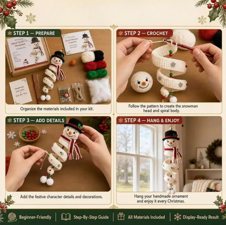 DIY Häkelset Weihnachtsanhänger – 4 Motive zur Wahl