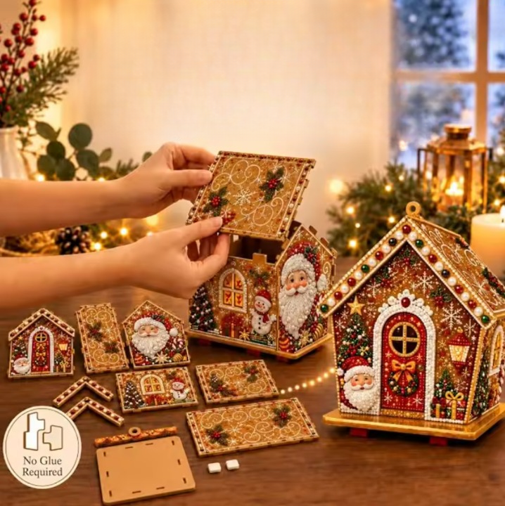 Diamond Painting Holz-Weihnachtshaus – Ansicht 3