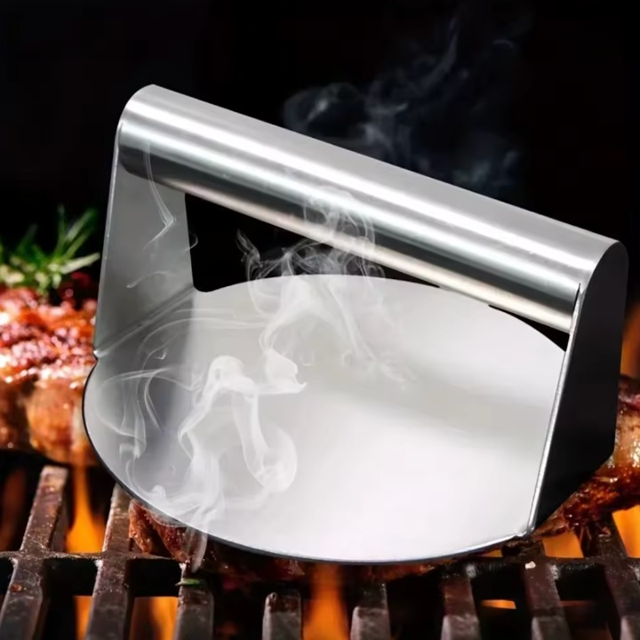 Burgerpresse aus Edelstahl mit Antihaftbeschichtung – spülmaschinenfest, für Pfanne, Grill und Plancha