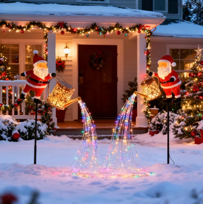 Weihnachtsmann-Leuchte im Garten
