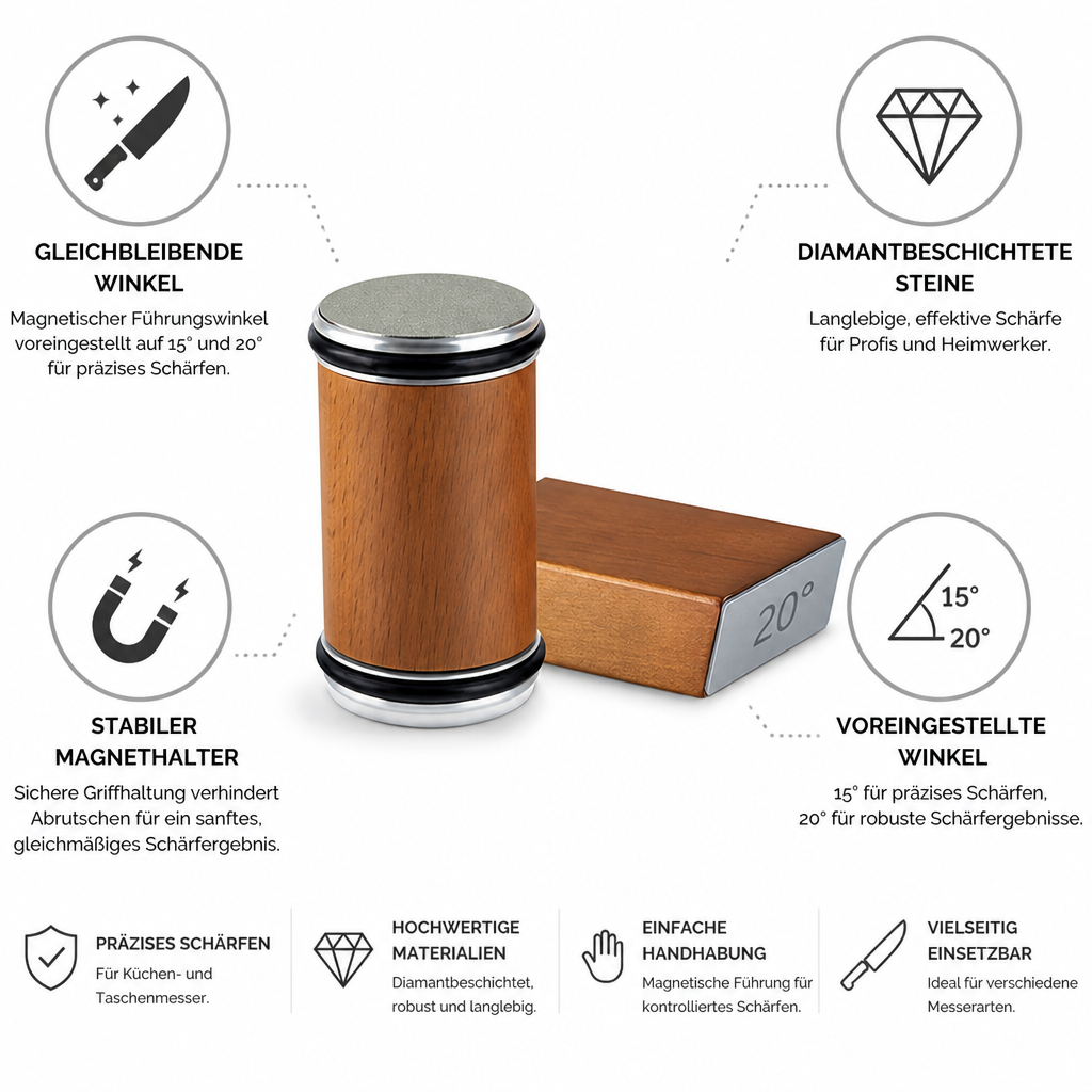 Magnetischer Messerschärfer mit 15° & 20° Winkel