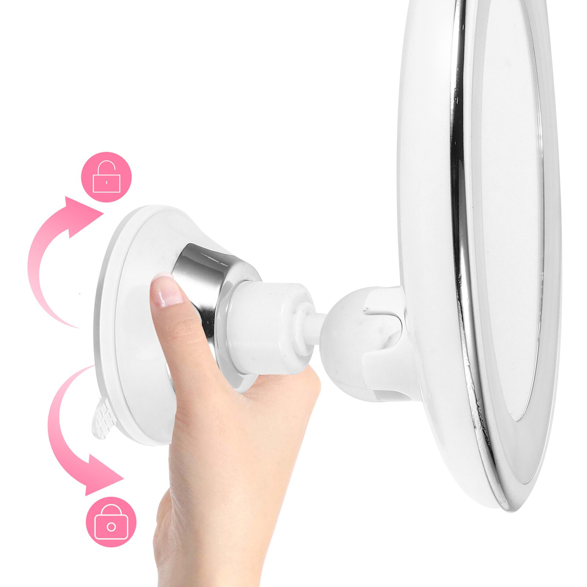 Schminkspiegel mit Licht | 10-fache Vergrößerung | LED-Ring, 360° drehbar | GlowMirror