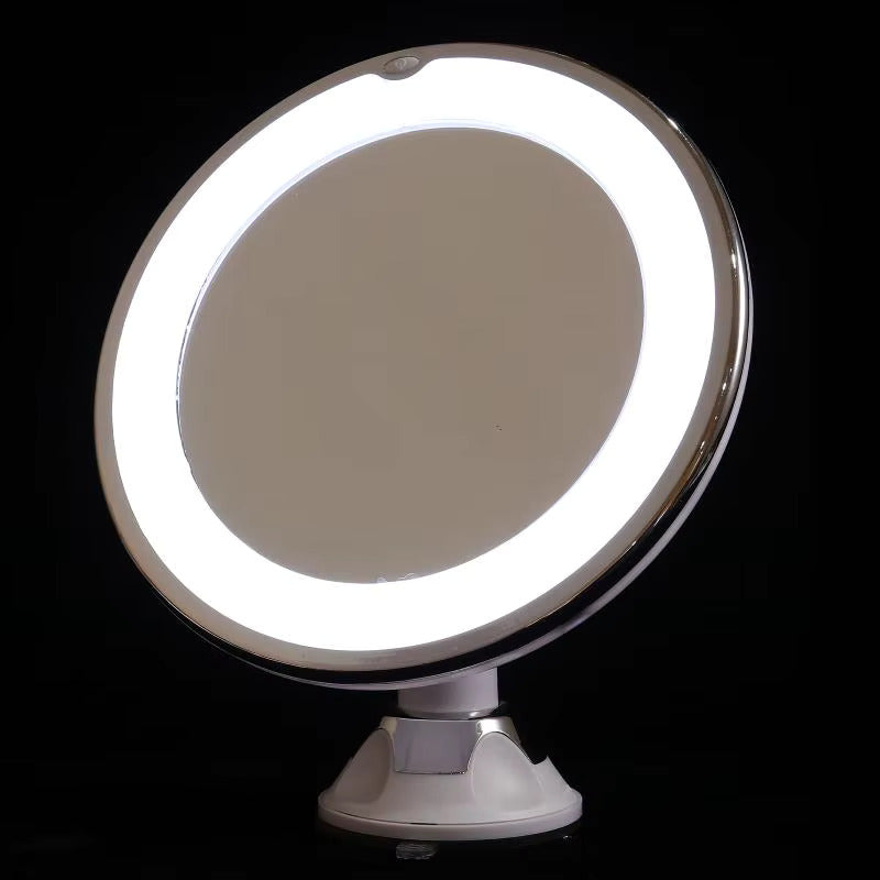 Schminkspiegel mit Licht | 10-fache Vergrößerung | LED-Ring, 360° drehbar | GlowMirror