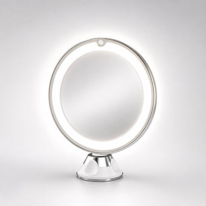 Schminkspiegel mit Licht | 10-fache Vergrößerung | LED-Ring, 360° drehbar | GlowMirror