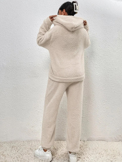 Ultra-bequemer Teddy Hausanzug mit Kapuze – Lana