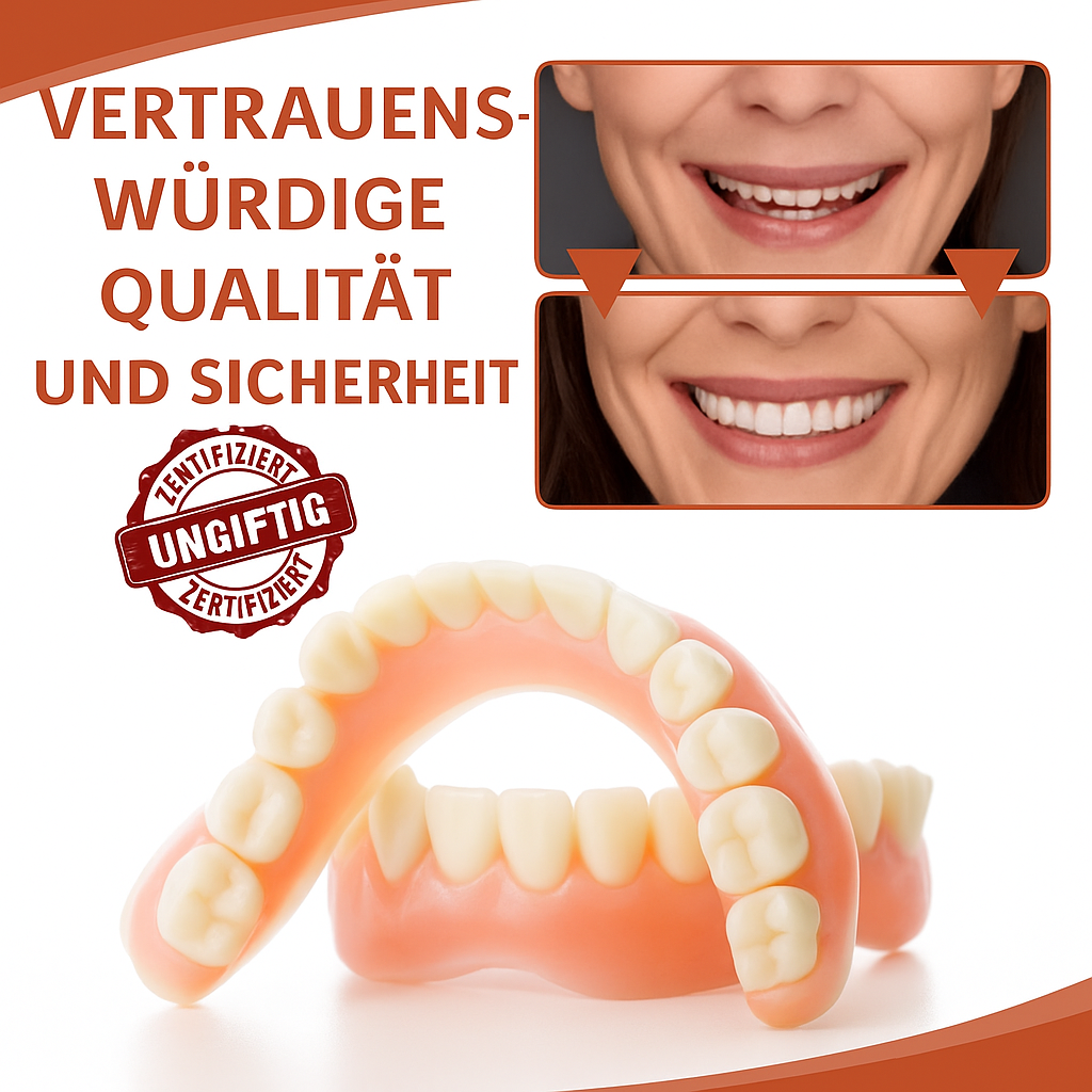 Sofortiger Komfort & sicheres Lächeln | SiliconeAdjust™ Zahnersatz-Kit