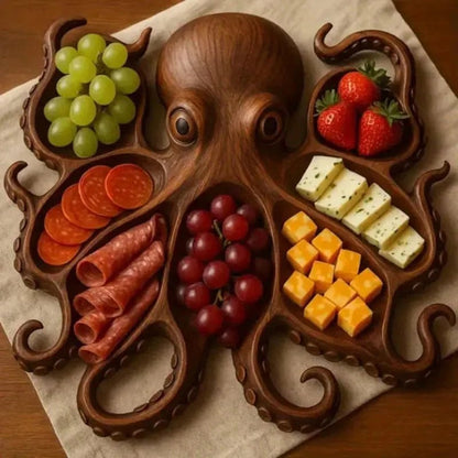 Servierbrett Krake mit Snacks