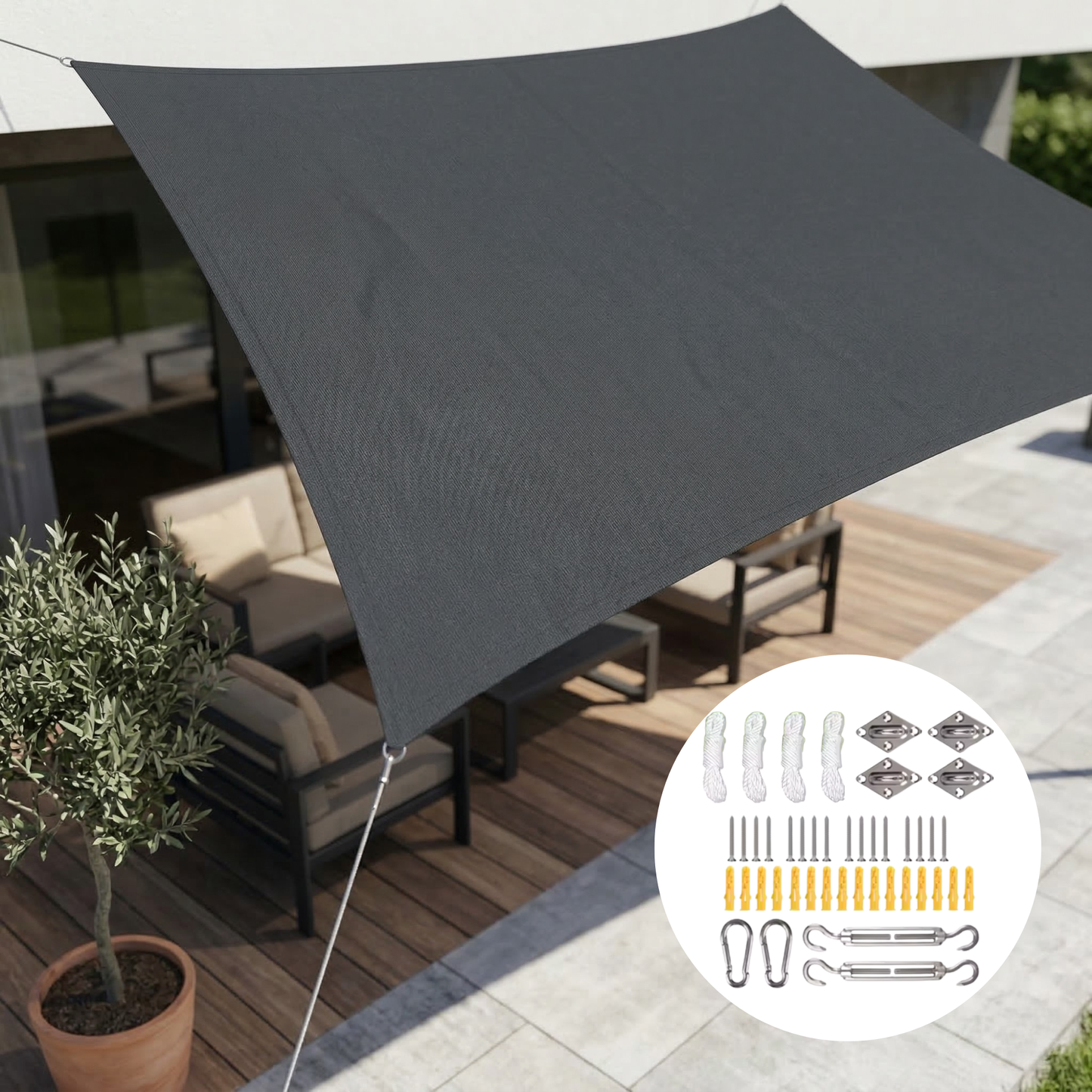 Rechteckiges Sonnensegel Wasserdicht | Wetterfestes Outdoor-Gewebe | UV-Schutz | SkyCover