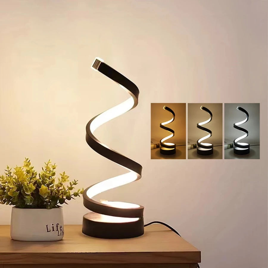 Spiral-Tischlampe Lichtfarben