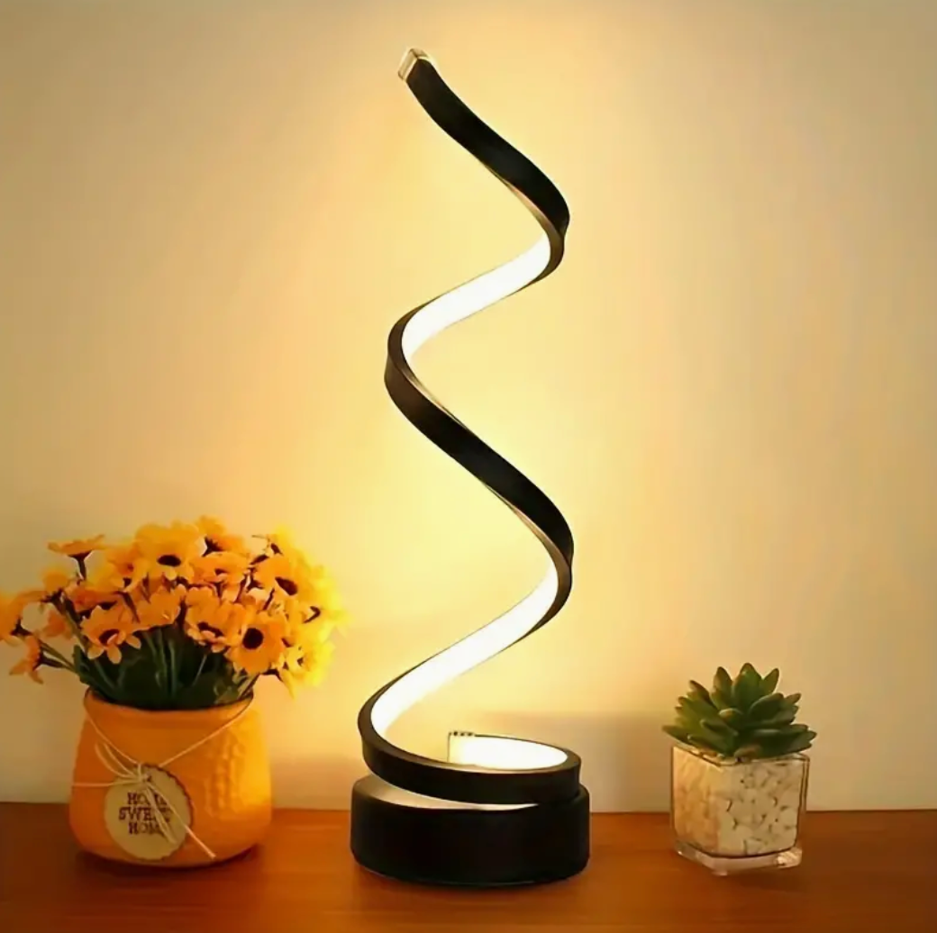 Spiral-Tischlampe LED auf dem Tisch