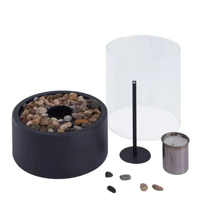 FlammenKlar™ | Tischfeuer Laterne – Echtes Flammenlicht, Glaszylinder & wetterfester Stahl
