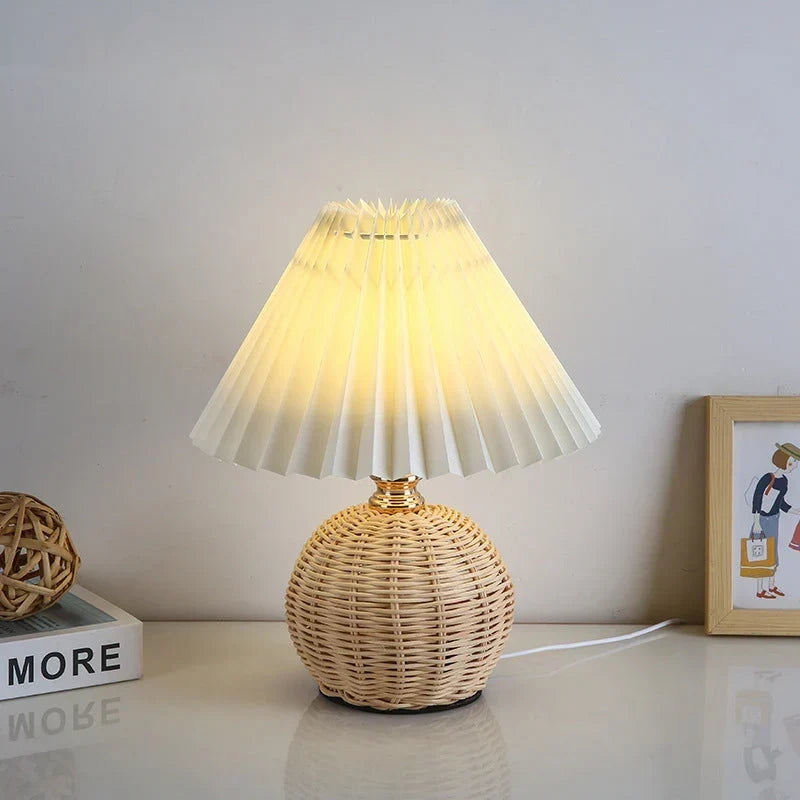 Tischlampe Rattansockel Baseball
