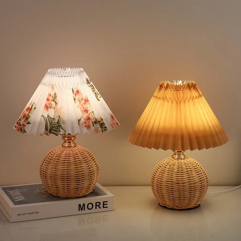 Tischlampen Rattansockel Doppel