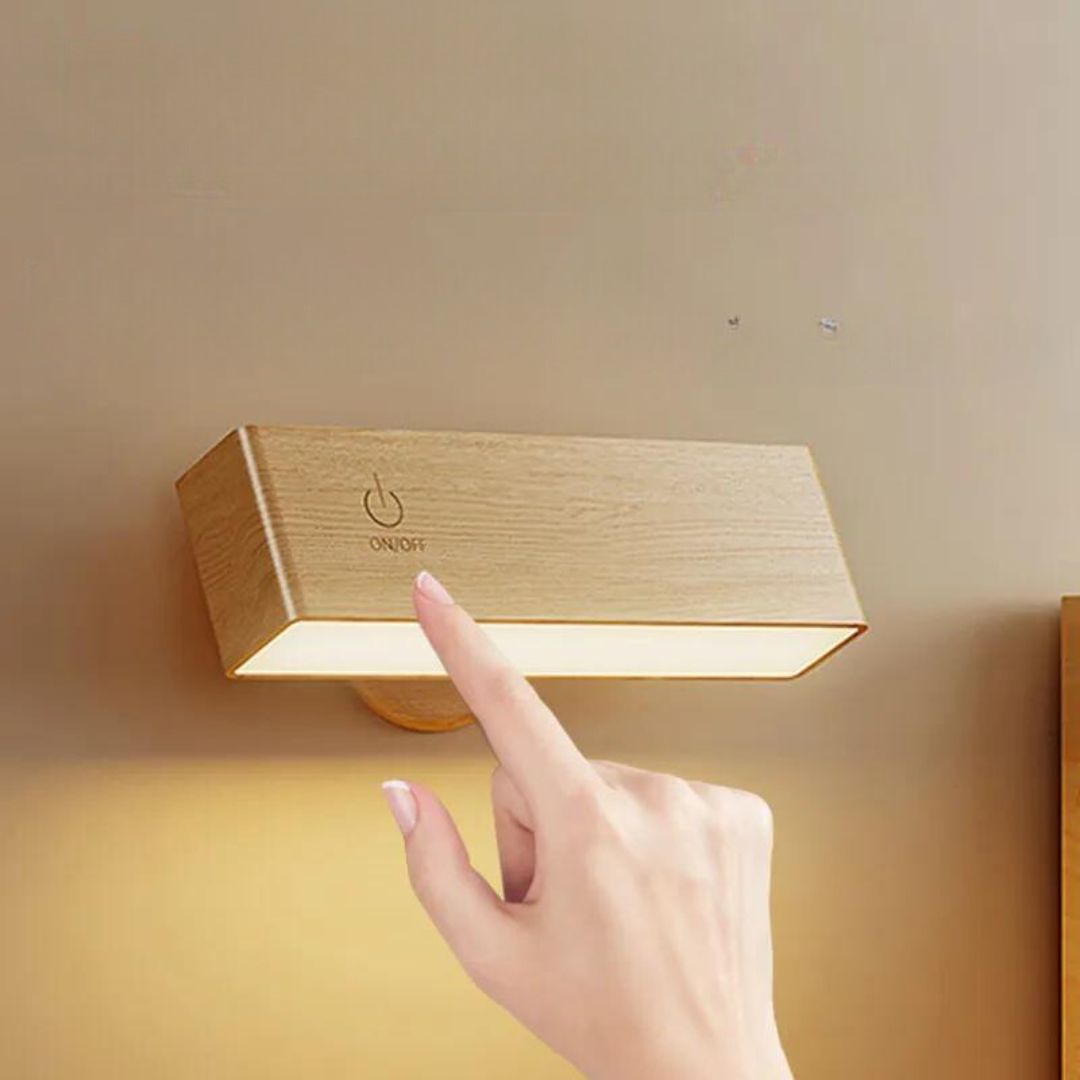 Kabellose Wandlampe mit Holzfinish – Ansicht 7