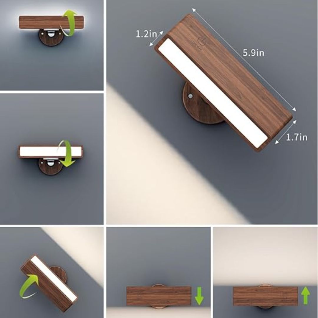 Kabellose Wandlampe mit Holzfinish – Ansicht 8