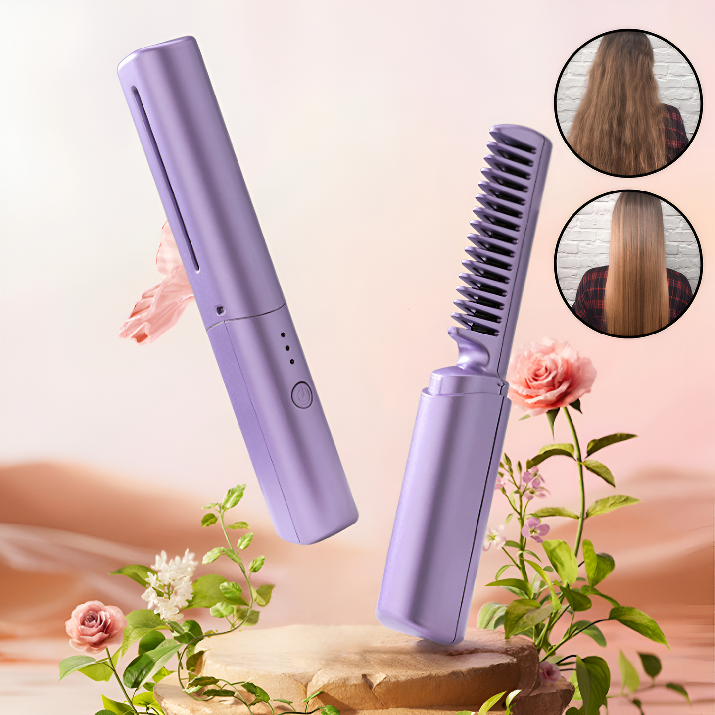 HeatComb™ | Kabellose 2-in-1 Glätt- & Lockenbürste