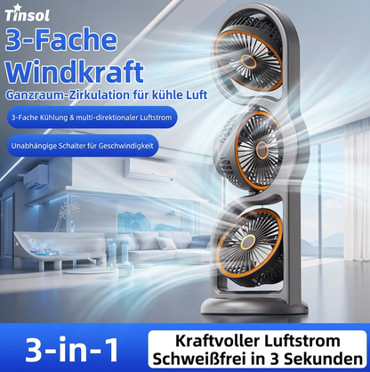 Leiser Ventilator mit 3 Köpfen – Kühlt den ganzen Raum, nicht nur einen Fleck