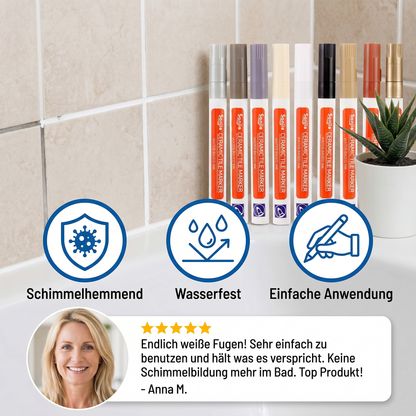 2+2 GRATIS | Schimmelhemmender und wasserfester Fugenstift für Fliesen