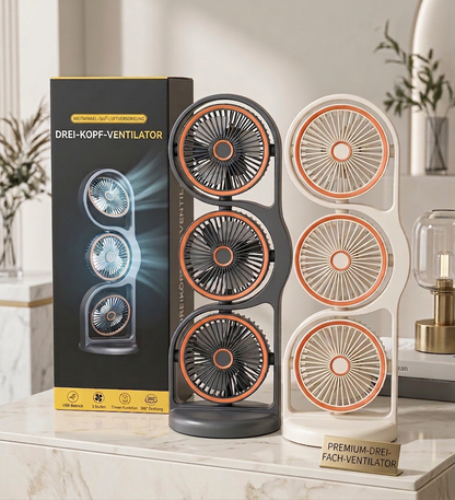 Leiser Ventilator mit 3 Köpfen – Kühlt den ganzen Raum, nicht nur einen Fleck