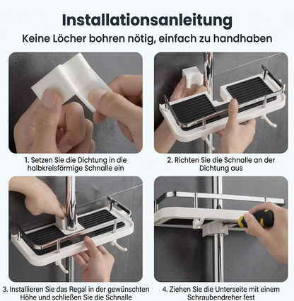 Höhenverstellbare Duschstange mit Ablage für's Bad