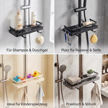 Höhenverstellbare Duschstange mit Ablage für's Bad