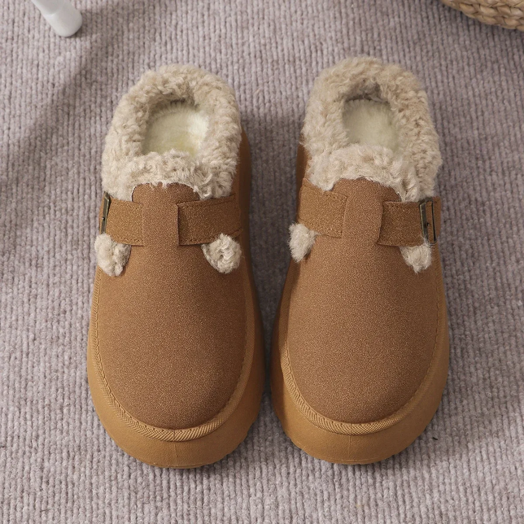 LuxeStep™ – Stilvolle Damen-Pantoffeln mit Fell & Plateausohle | 50 % RABATT