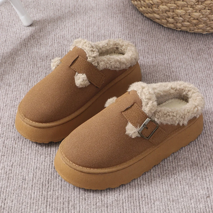 LuxeStep™ – Stilvolle Damen-Pantoffeln mit Fell & Plateausohle | 50 % RABATT