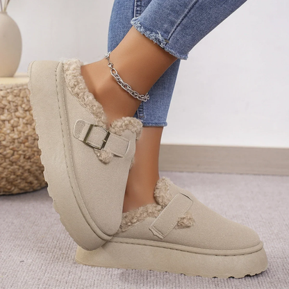 LuxeStep™ – Stilvolle Damen-Pantoffeln mit Fell & Plateausohle | 50 % RABATT